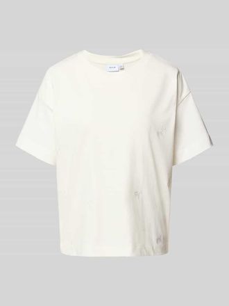 Vila T-Shirt mit geripptem Rundhalsausschnitt Modell MONIE in Weiss, Gr&ouml;&szlig;e M