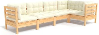 vidaXL Muebles De Jard&iacute;n 5 Piezas Cojines Madera De Pino Crema Vidaxl