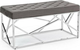 Hellin Hellin - Banco Rayan En Terciopelo Gris 97x44 Cm