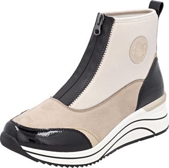 Remonte Keilsneaker REMONTE, Damen, Gr. 39, beige (hellbeige, schwarz), Lacklederimitat, Textil, Schuhe Keilsneaker, Casual-Boots, Stiefelette, Plateauboots m