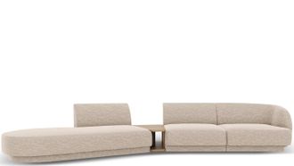 BLOOMINGLOFT 4-Sitzer Design Sofa Miley mit Beistelltisch - Chenille Beige