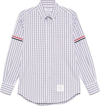 Thom Browne Overhemden, Heren, Grijs, M, Grijze Button-Up Shirt met Borstzak