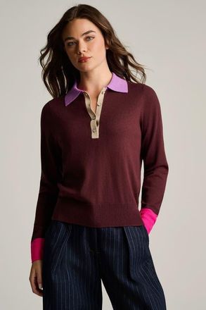 Lisa Todd Pop Posh Cotton Cashmere Polo in Rum Rasin at Nordstrom, Size X-Large