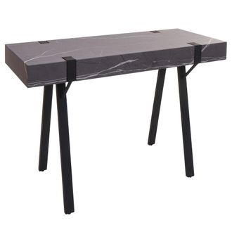Hhg Nunca Usado] Mesa Consola Hhg 743, Mesa De Tel&eacute;fono Mesa De Trabajo Mesa Auxiliar Mesa De Almacenaje, Metal 75x100x40cm, Aspecto M&aacute;rmol Gris