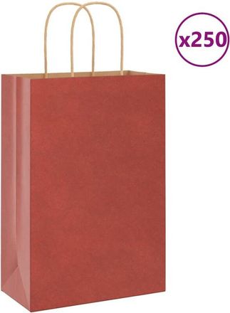 vidaXL Bolsas De Papel Con Asas 250 Uds Rojo 21x11x31 Cm Vidaxl