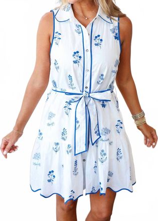 Entro Bonnet Sleeveless Dress In White/blue