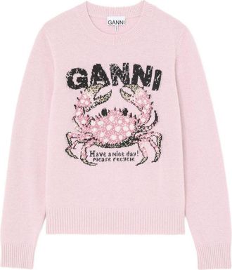 Ganni Jersey de lana con cuello redondo Ganni