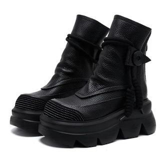 Generic QXDZSW Handmade Mid-Calf Boots Platform Women Short Boots Round Toe Height Increasing Thick Sole Ladies Shoes