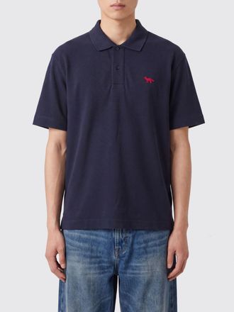 Maison Kitsun&eacute; Short-Sleeve Cotton Polo Shirt with Contrast Logo