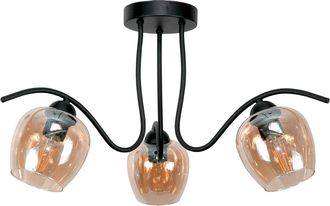 OEM L&aacute;mpara De Techo Colgante, Negra, Pantalla De Cristal &Aacute;mbar, 15-352 Rufi Gris