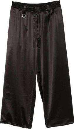 Yohji Yamamoto Satin Gradient 3-Stripes Track Pants - Heren - Wijde Broeken - Zwart - M - Polyester - Broeken