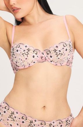 Savage x Fenty Daisy Darling Unlined Lace Balconette Bra in Good Pink at Nordstrom, Size 32Ddd