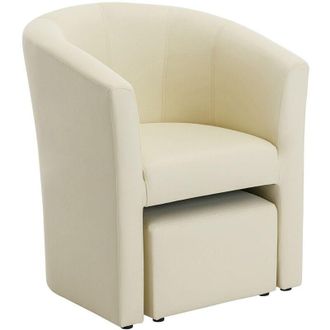 Vente-Unique Poltrona cabriolet e pouf in Similpelle Beige - JOVANA