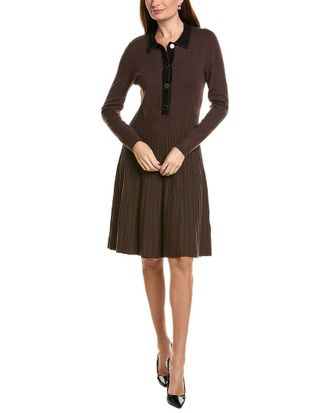 Ellen Tracy Ottoman Stitch Flared Dress