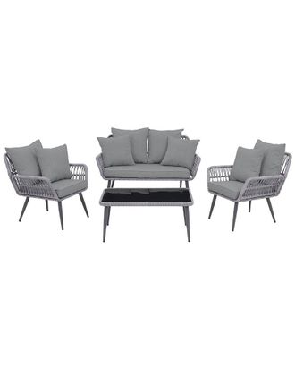 Manhattan Comfort Portofino Patio 4-Person Conversation Set With Coffee Table