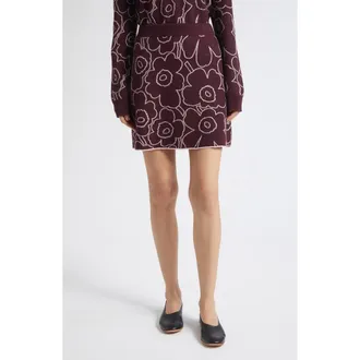 Marimekko Tostva Pirto Unko Wool Blend Skirt in Wine Red Light Pink at Nordstrom, Size Xx-Small
