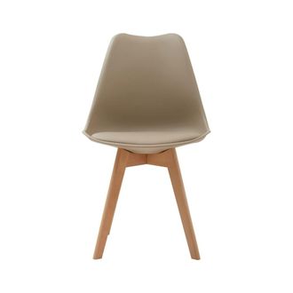 Konte Design Juego de 4 sillas de polipropileno gris topo, patas de madera 47x52x82