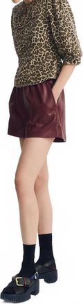 Mélissa Nepton Yumi Leather Short In Burgundy Red