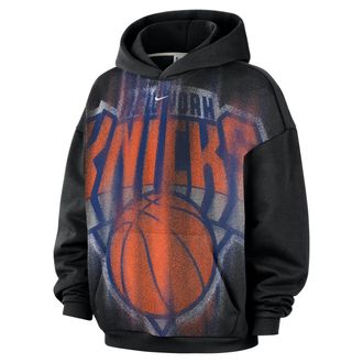 Nike Mens New York Knicks Standard Issue Fleece Basketball Hoodie in Black | IQ2554-010