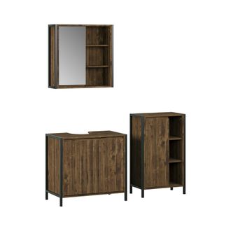 Vicco Conjunto De Muebles De Ba&ntilde;o Naola, Roble/negro, 3 Piezas, Vicco