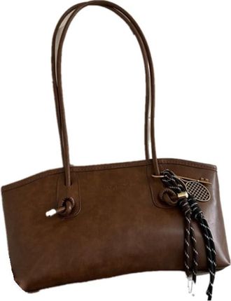 Generic Retro Women PU Leather Shoulder Bags, Large Capacity Messenger Cross Body Handbag Tote Purse(Without Pendant,Brown)