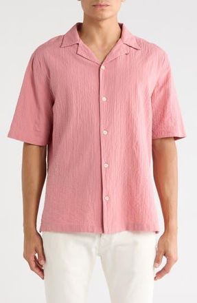 AllSaints Brenne Stretch Organic Cotton Camp Shirt in Amara Pink at Nordstrom Rack, Size Xx-Large