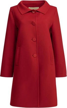 Valentino Jassen, Dames, Rood, M, Wol, Lange wollen en kasjmieren jas