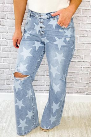 Azura Exchange Sterrenprint Flare Jeans