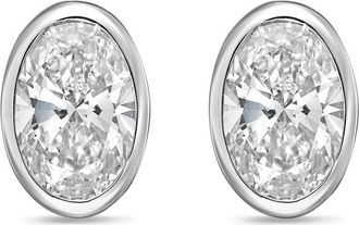 Diana M. Jewels 14Kt White Gold 2.50 cts Lab Grown Oval Diamond Bezel Studs