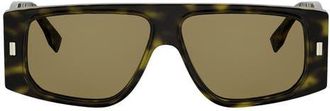 Fendi FF Squared 56mm Rectangular Sunglasses in Dark Havana /Brown at Nordstrom