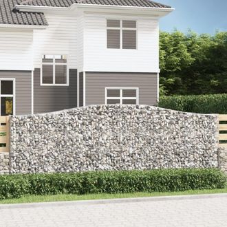 Berkfield Home Arched Gabion Basket 400x30x140/160 cm Galvanised Iron in Silver