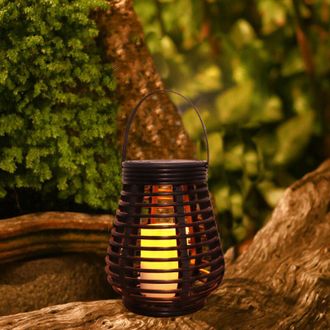 OEM Juego De Faroles Solares Crezuo, Efecto Rat&aacute;n, Pl&aacute;stico Marr&oacute;n Jaspeado, 1 Pieza, Formas De L&aacute;grima Y Redonda Para Iluminaci&oacute;n Led Decorativa De Jard&iacute;