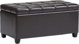 Simpli Home Sienna 33In Transitional Rectangle Storage Ottoman Bench