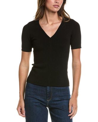 3.1 Phillip Lim Compact Rib Short Sleeve V-Neck Top