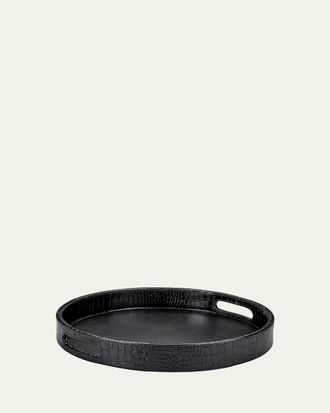 Graphic Image Round Leather Tray