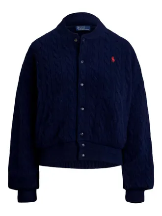 Polo Ralph Lauren cable-knit bomber jacket - women - Cashmere/Wool - L - Blue