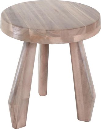 Jonathan Y Designs Terra Rustic Coastal Acacia Wood Tripod Round Indoor/Outdoor Accent Stool in Light Wood at Nordstrom