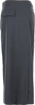 Low Classic Womens Grey Skirt With Waist Belt Fabric