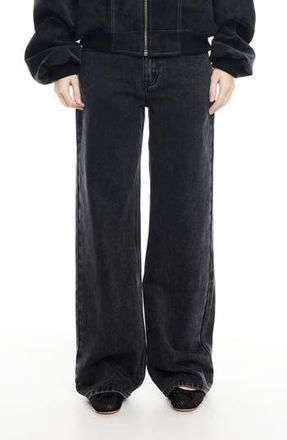 Lioness Rising Wide Leg Jeans in Washed Onyx at Nordstrom Rack, Size Small