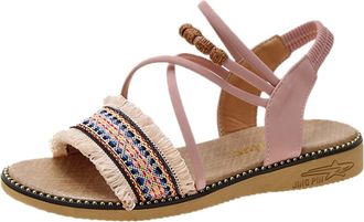 Generic Cocila Womens Sandals Beaded Toe Women Shoes Open Casual WomenS Pink, 4.5 Black Size 5 Walking Sandal Comfort Summer 7 Comfortable Sparkly Wide Fit Na