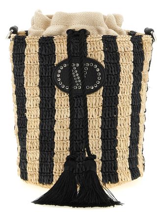 Valentino Garavani Black Straw Shoulder Womens Bag
