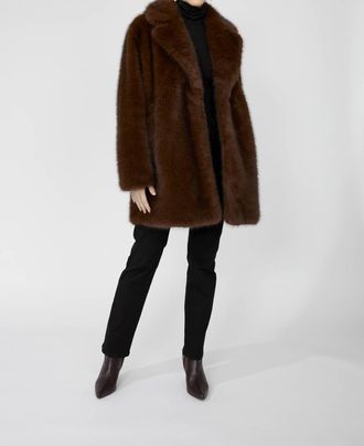 Frank Lyman Design Faux Fur Coat In Brown