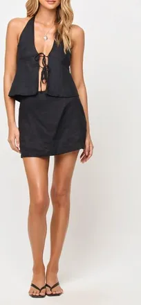 L*Space Venice Linen Cover-Up Skort in Black at Nordstrom, Size X-Large