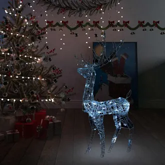 vidaXL Adorno Reno De Navidad Acr&iacute;lico Blanco Fr&iacute;o 140 Leds 128 Cm Vidaxl