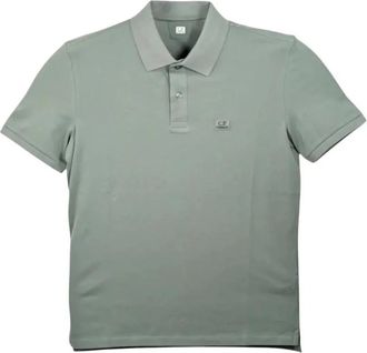 C.P. Company Stretch Piquet Polo met Korte Mouwen - Heren - Polos - Groen - S - Katoen - Tops