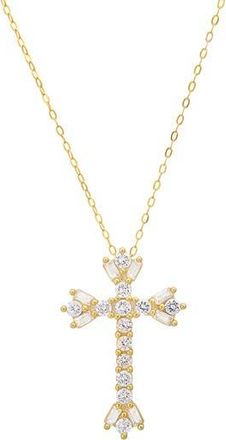 Queen Jewels Cubic Zirconia Cross Pendant Necklace in Gold at Nordstrom Rack