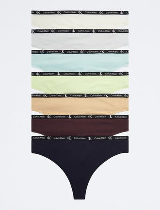 Calvin Klein Womens Calvin Klein 1996 Cotton Stretch 7-Pack Modern Thong - Multi - XS