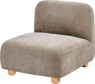 Beliani Sill&oacute;n Modular De Tela Asiento 1 Plaza Patas De Madera Repelente Al Agua Moderno Beige Amli