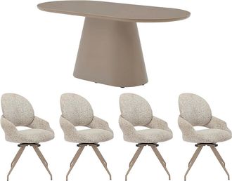 Vente-Unique Set Tavolo + 4 Sedie Tortora E Panna - Valiana