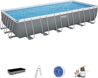 Bestway Piscina Desmontable Tubular Bestway Power Steel 732x366x132 Cm Con Depuradora De Polisfera De 5.678 L/h, Escalera Y Cobertor